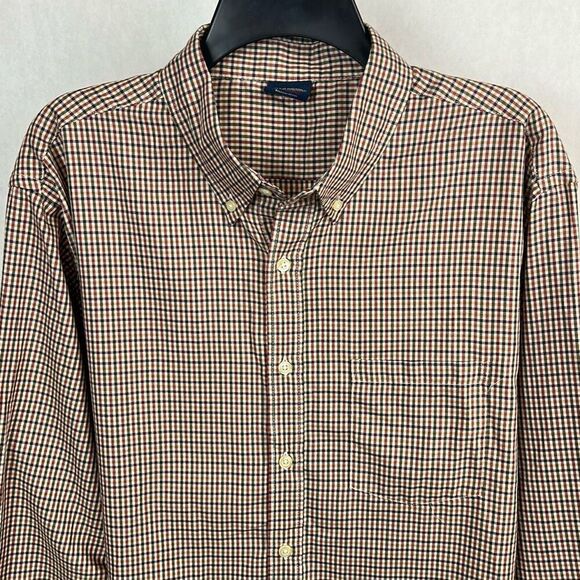 Bills Khakis Button Front Shirt Mens Sz XL Long Sleeve Tan Brown Check - Picture 2 of 9